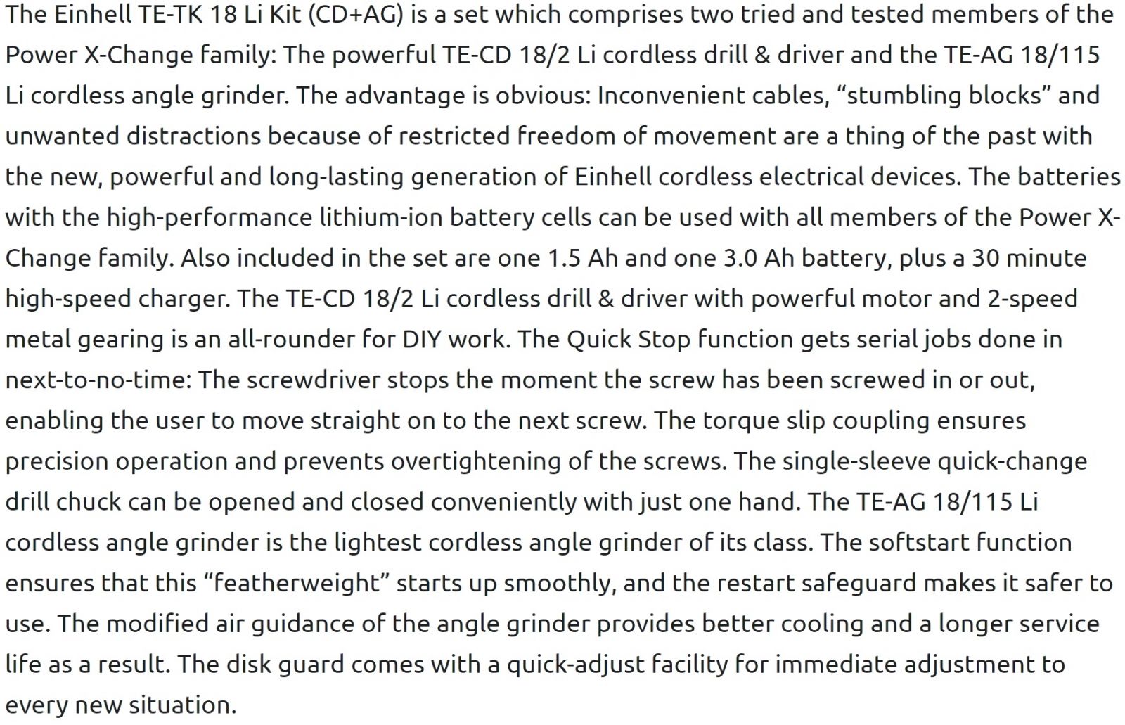 קיט כלי עבודה נטענים היינל EINHELL TE-TK 18 LI KIT TEXT